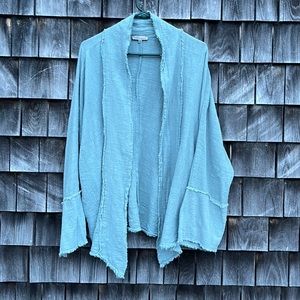 Oversized (2xl)cotton open cardigan jacket light green